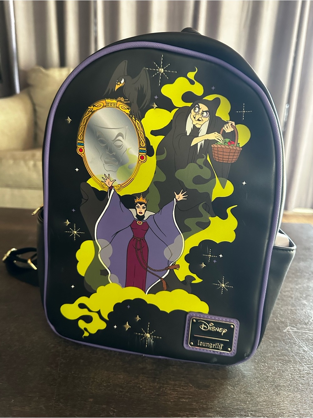 Loungefly Disney Villains Evil Queen Mirror Mini Backpack - Black & Purple